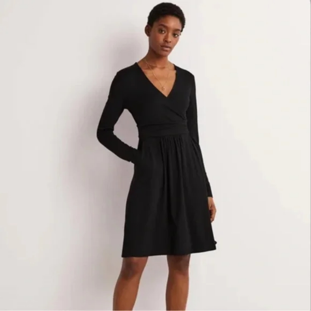 Boden 10 Petite Layla Black Jersey Dress